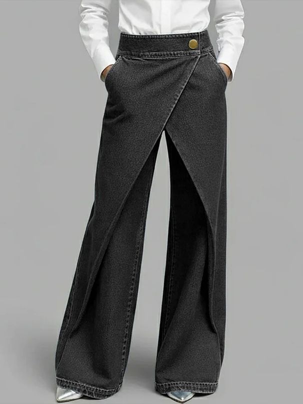 Women's High Waist Straight Leg Jeans - Classic Blue & Black Denim Pants For Casual Streetwear Fashion_ecoleips.com