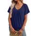 Women's V-Neck Ruffle Short Sleeve T-Shirt Soft Cotton Relaxed Fit Casual Blouse Summer Top_ecoleips.com