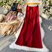 Premium Acetate Satin Skirt High Waist Silky Flow Slimming Fishtail Long Style for Women Spring Summer 2025 New Arrival_ecoleips.com