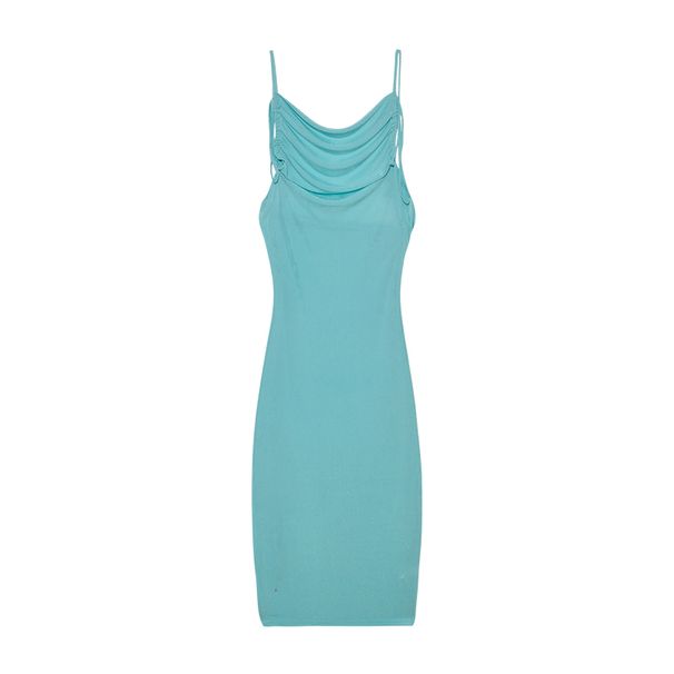 2024 New Summer Fashion Sexy Strapless Dress Strapless Hang Neck Temperament Dress_ecoleips.com