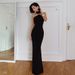 Verve 2025 Spring/Summer New Women's Solid Color High Neck Elegant Sleeveless Slim Fit Bodycon Dress_ecoleips.com