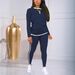 Women's Clothing Women's Long Sleeve Side Stripe Tracksuit Set Comfortable Casual Two-Piece Outfit_ecoleips.com