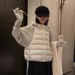 girl Gray Winter New Knitted Sleeve Patchwork Design Jacket Hooded Short Loose Thickened Warm Cotton Coat_ecoleips.com