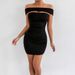 Off-Shoulder Bodycon Mini Dress With Ruffle Detail, Stretchy Pvc Blend Cocktail Party Dress For Women, Summer Fashion Bodycon Skirt_ecoleips.com