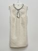 Lurex Sequin Leather Hollow Sleeveless French Socialite Style Women's Short Dress Beige Blue Pink_ecoleips.com
