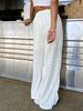 ZOEVA Women's Summer Solid Color Hollow Embroidery Casual Elastic Waist Trousers Casual Versatile_ecoleips.com