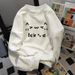 Women's round Neck Sweatshirt Fleece Lined Thickened Long Sleeved Printed Autumn Winter Fashionable American High Street Style_ecoleips.com