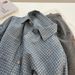 Retro-Inspired, Distressed Blue Plaid Long-Sleeved Shirt For Women Perfect For Autumn With A Relaxed, Casual Style._ecoleips.com