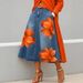 Women's Faux Denim Floral Print Skirt Fashion Everyday Wear_ecoleips.com