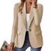 Women's Long Sleeved Solid Color Cardigan Blazer Autumn Outerwear Relaxed Everyday Wear Comfortable Feshion_ecoleips.com