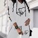 Women's Clothing Heart Print Casual Vacation Two Piece Set Hooded Long Sleeved Pants Fashionable 2026 New_ecoleips.com