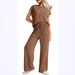 Women's Three-Sleeve Drawstring Trouser Suit Casual Solid Color Commuter Fashion Spring/Summer New Arrival by Amazon_ecoleips.com
