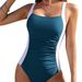 Aria Basics European And American Cross-border 2025 New Women's One-piece Bikini With Digital Print, Spliced Design, Slim Fit,_ecoleips.com