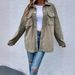 Women's Elegant Blouse Shirt – Polyester Long Sleeve Solid Color Top For Work & Casual, Slim Fit Button Down Office Wear (Green, S/M/L/XL)_ecoleips.com