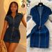 French Retro Style Women's Denim Dress High Waisted Slimming A-Line Skirt Korean Summer Lapel Zipper_ecoleips.com