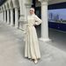 Women's Lantern Sleeve Long Dress with Lace Trim And Ruffled Collar Available in Malaysia And Indonesia_ecoleips.com