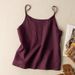 Summr Nw Styl Artistic Cotton-linn Camisol Womn's Loos-fitting Solid Color Simpl Slvlss Bas Top In Plus_ecoleips.com