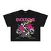 American Retro Y2K Millennium Style Sports Car Print Short-sleeve Crop Top For Women, Slim Fit, Off-the-shoulder, Trendy_ecoleips.com