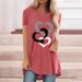Women's Clothing Valentine's Day Casual Large Size Round Neck Short Sleeve T Shirt_ecoleips.com