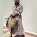 Women's Striped Cardigan With Five-Quarter Sleeves, Collar, And Shirt Dress 8061_ecoleips.com