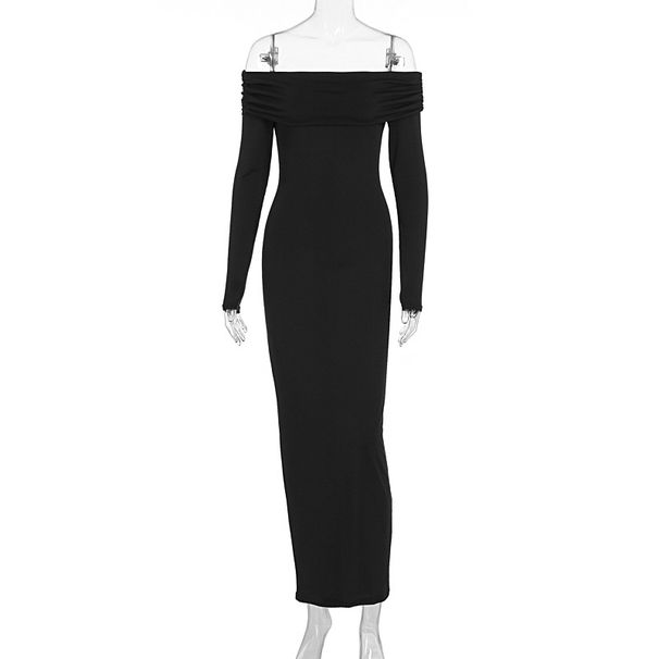Elegant One Shoulder Long Sleeve Dress Women Slim Fit Fashion Luxury Formal Party Dress Temperament Graceful Sexy Ladies Dress_ecoleips.com