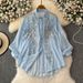 Fashionable Shirt For Women Heavy Sequin Embroidery Diamond Studded Versatile High End Lantern Sleeve Slimming Top_ecoleips.com