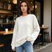 Women's Knitted Sweater Long Sleeve Thickened round Neck Casual Pullover Solid Color plus Size Loose Fit Autumn Winter European American Style_ecoleips.com