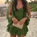 Women's Clothing Sexy Hot Girl V Neck Lantern Sleeve Hollow Off Shoulder Casual Dress_ecoleips.com