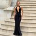 European And American Style Summer Hot-Selling Women's Long Sexy Elegant Deep V Neck Halter Backless Slim_ecoleips.com