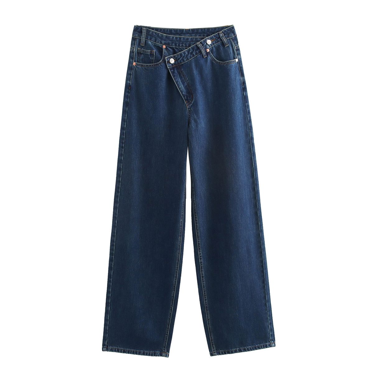 Women's Clothing Autumn New Jeans Retro High Waist Design Straight Wide Leg Pants_ecoleips.com