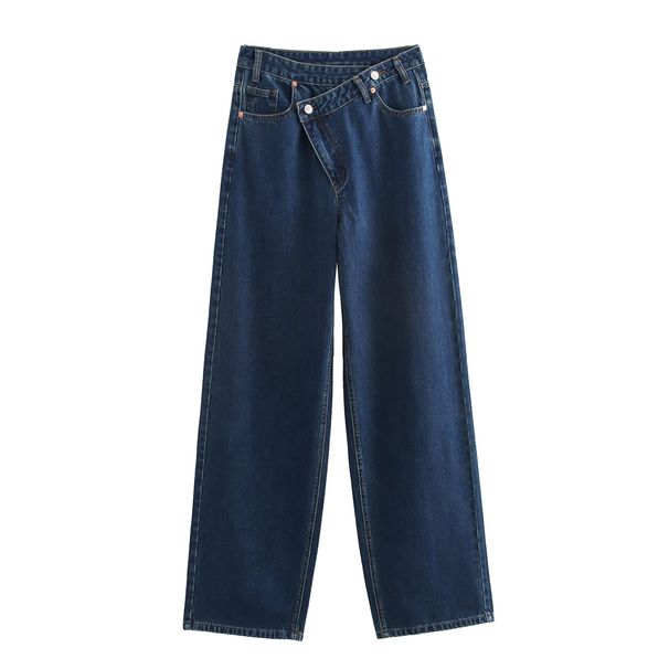 Women's Clothing Autumn New Jeans Retro High Waist Design Straight Wide Leg Pants_ecoleips.com