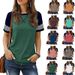 European And American Cross-Border Hot-Selling New Patchwork Gradient Short-Sleeve Women's Casual T-Shirt_ecoleips.com