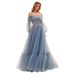 Women's Clothing Wish One Shoulder Mesh Long Sleeved Wedding Dress Big Swing Dress_ecoleips.com