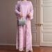 Modest Abaya Dress 2-Piece Set – Sheer Floral Beaded Jacket & Satin Slip Dress, Elegant Layered Outfit For Parties & Evening Wear_ecoleips.com