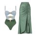 Women's High Waist Bikini Set - Sexy Split Design For Beach Vacation (European & American Style)_ecoleips.com