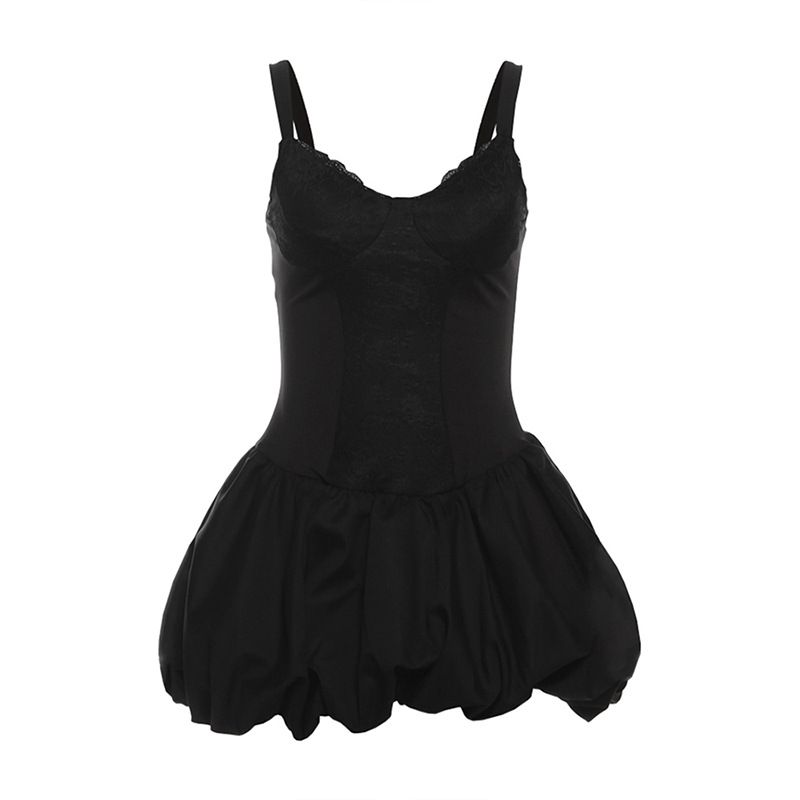 Women's Solid Color Slim Fit V Neck Dress European American Style Cross Border Autumn Fashion Streetwear Backless Suspender Design_ecoleips.com