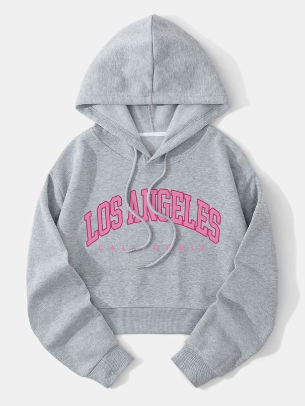 Unisex Short-Length Hooded Sweatshirt With Bold Letter Print – Trendy Pullover For Casual & Commute, Lightweight Polyester, Regular Fit_ecoleips.com