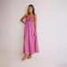 New European American 2024 Bohemian Style Strapless Long Dress With High Waist, V-Neck, Floral Print, And Sexy Design_ecoleips.com