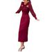 2024 European And American Foreign Trade Women' Fahion Elegant Solid Color Hollow Twit Splicing Long Sleeve Slim_ecoleips.com