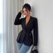 European And American Cross-border 2026 Spring New Style Color-blocked Lace Waist Slim-fit A-line Women's Blazer_ecoleips.com