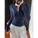 2025 New Spring And Autumn Bottom Shirt Skinny Inner Button Student Top Spice Girl Skinny Front Shoulder Long Sleeve T-Shirt Women_ecoleips.com