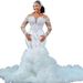 Newest African Bride Wedding Dress Deep V Rhinestone Lace Long Sleeved Women's Wedding Party Wear_ecoleips.com