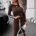 K New Fashion Long Sleeve Solid Color Split Two Piece Skirt Set For Women_ecoleips.com