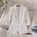 Women's Slim Fit Short Blazer Jacket – Lightweight Office & Casual Cropped Blazer With Notch Lapel, 3/4 Sleeve, Wrinkle-Free_ecoleips.com