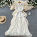 Elegant French Style Sleeveless Collared Dress Korean High Waisted Pleated Patchwork Long Skirt for Women Summer Temperament_ecoleips.com