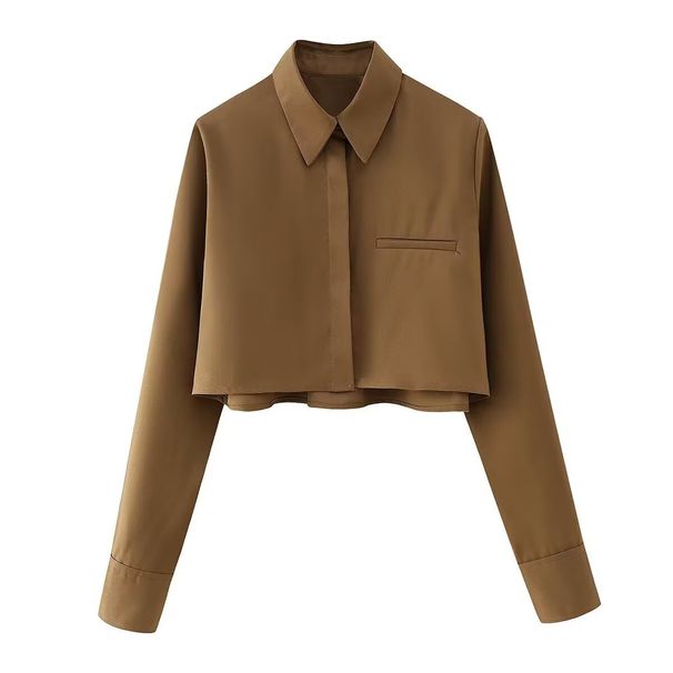 Women's Clothing Women’s Stylish Short-Sleeve Shirt – Classic & Versatile (S-L, Polyester, Retro & Casual Chic In Brown/White/Striped)_ecoleips.com