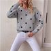 Women's round Neck Polka Dot Jacquard Knit Sweater European American Style Relaxed Fit Long Sleeves Loose Pullover Top for Autumn Winter_ecoleips.com
