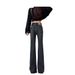 Vintage American High-Waisted Nano Gray Flared Jeans For Women 2025 Spring Stretch Slimming Bootcut Floor-Length Pants_ecoleips.com