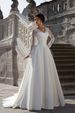 Women's V Neck Long Sleeved Wedding Dress Simple Train Slim Fit Spring New Style Brides Clothing_ecoleips.com