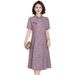 New Chinese Mom Summer National Style Fashionable Lady Improved Cheongsam Middle-aged Women Over-the-Knee Long Dress_ecoleips.com